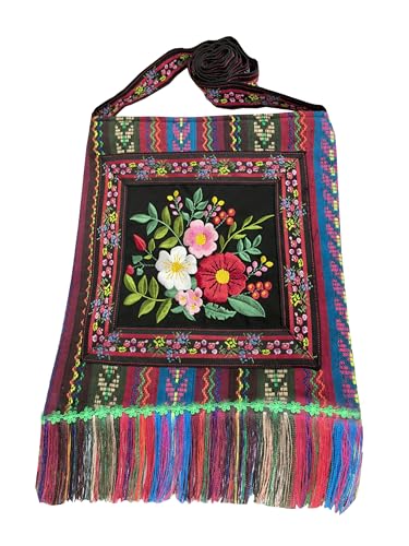 Leimandy Boho Embroidered Crossbody Bag 11 * 11 Inches Double Side Strap Built-in Pocket Ethnic Bags L6