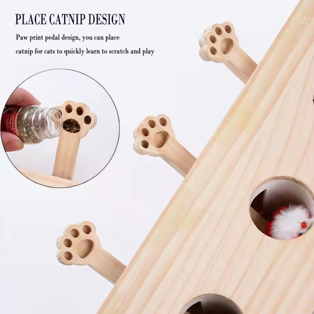 ARKEM Cat Juguetes interactivos de Madera Whack a Mole Game Cat Punch para Interior Play Box Hunt Toy Funny Kitten Safe Catnip Fun Box Paws Scratcher.