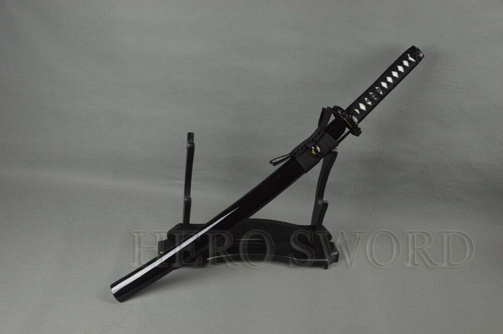 YL Sword Black Peacock Japanese Samurai Sword Full Tang T10 Steel Wakizashi Black Blade