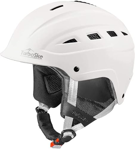TurboSke Ski Helmet, Snowboard Helmet, Snow Sports Helmet for Men Women and Youth (White, L)