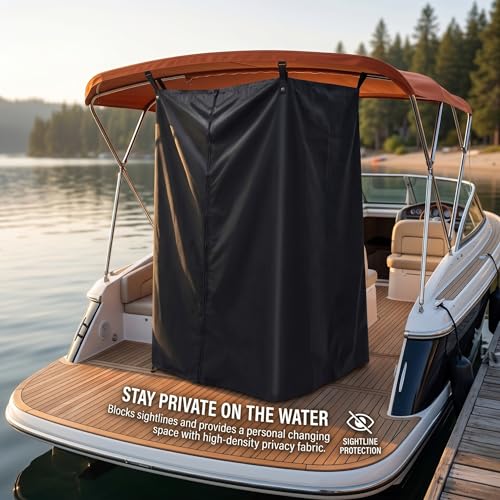 Carpa de ducha portátil, carpa de cambio de 30x27x72 pulgadas, cubículo de ducha con privacidad colgante para exteriores para camping, playa y viajes en yate - Negro miniatura 5