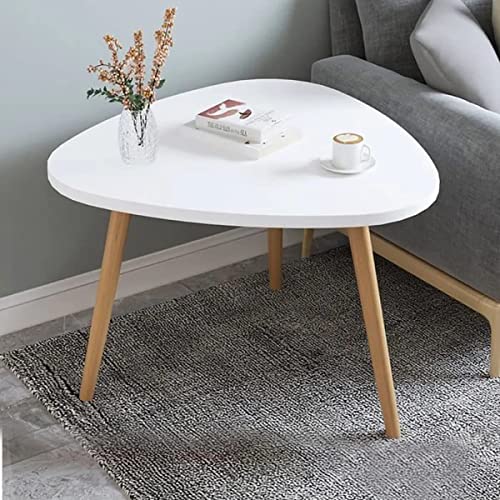 Image of Modern Coffee Table with Center Drawer and Center for Living Room, Bedroom, Kitchen, and Office Decor in an Oval Shape Made of MDF and Wood (White)