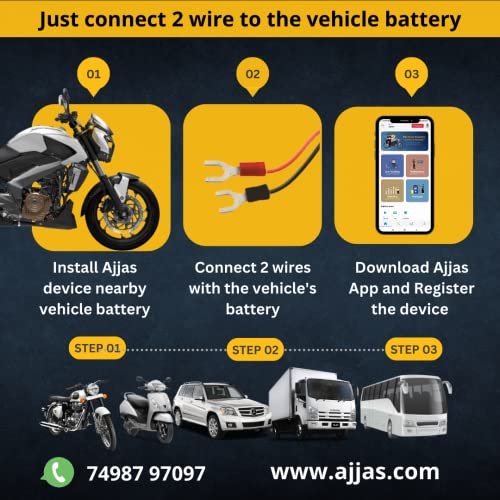 Image of Ajjas - Hidden Waterproof GPS Tracker for Bike, Scooty,Car, with Accident Alert, Anti Theft Tracking (Optimizer with 6 Month Sim Data)