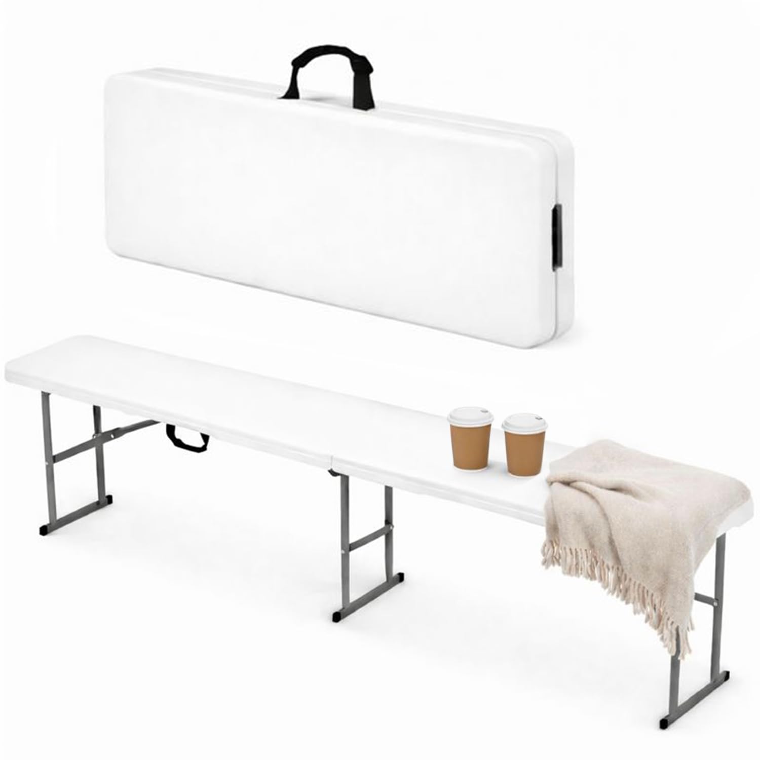 Amazon.com : EconoHome Portable White Folding Bench – Heavy-Duty