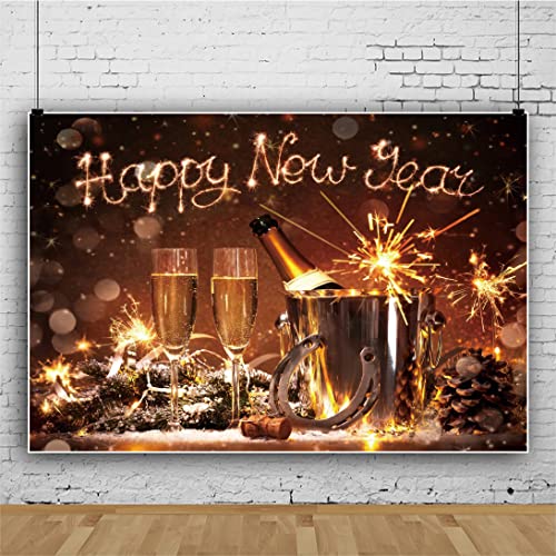 Laeacco Happy Birthday Backdrops For Photography 10x6.5FT Black And Gold Birthday - View #5