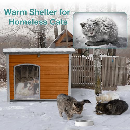 Indoor Outdoor Dog House,Anti-Chewing Iron Frame Dog Kennel,Wood Warm Pets Home,Weatherproof Outside Shelter for Feral Animal 33.5" (L) X 22" (W) X 25.2" (H) Brown - Image 4