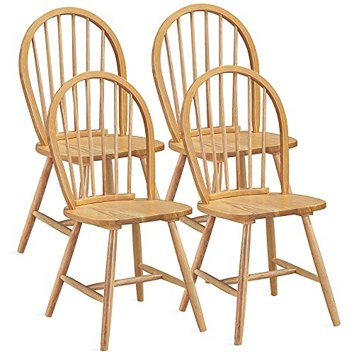 Waterjoy 18 Inch Wood Chairs Set Of 4, Chic Vintage High Back Spindled Rubberwood Dining Chairs, Winsome Wood Windsor Seating Chair #TOP25