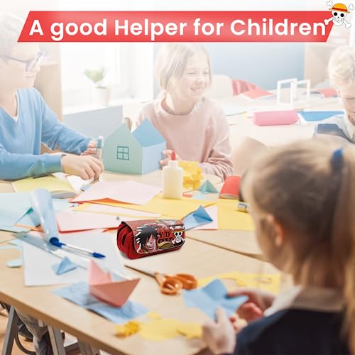 Image of Fancyku One Piece Pencil Case, Anime Pencil Pouch, Cartoon Prints Pen Pouch, Large Capacity PU Pen Bag Stationery Organizer, Students Gift Children's Day Gift School Gifts