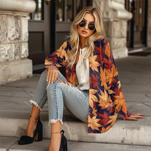 Image of Women's Lightweight Cardigans with Pockets Trendy Long Sleeve Open Front Cardigan Casual Tops Jackets Fall Oufits S-2XL
