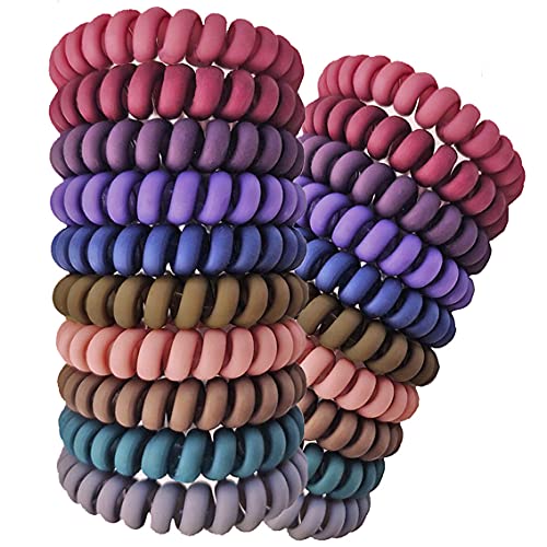 20 Pcs Spiral Hair Ties No Crease - Colorful Coil ...