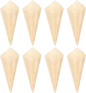 PATKAW Disposable Wood Cones, 50 Pcs, 18X7X7cm- Friendly Finger Food Cones Food- Safe Paper Cone Ice Cream Packing Cone Degradable Candy Cones Wedding Confetti Cones