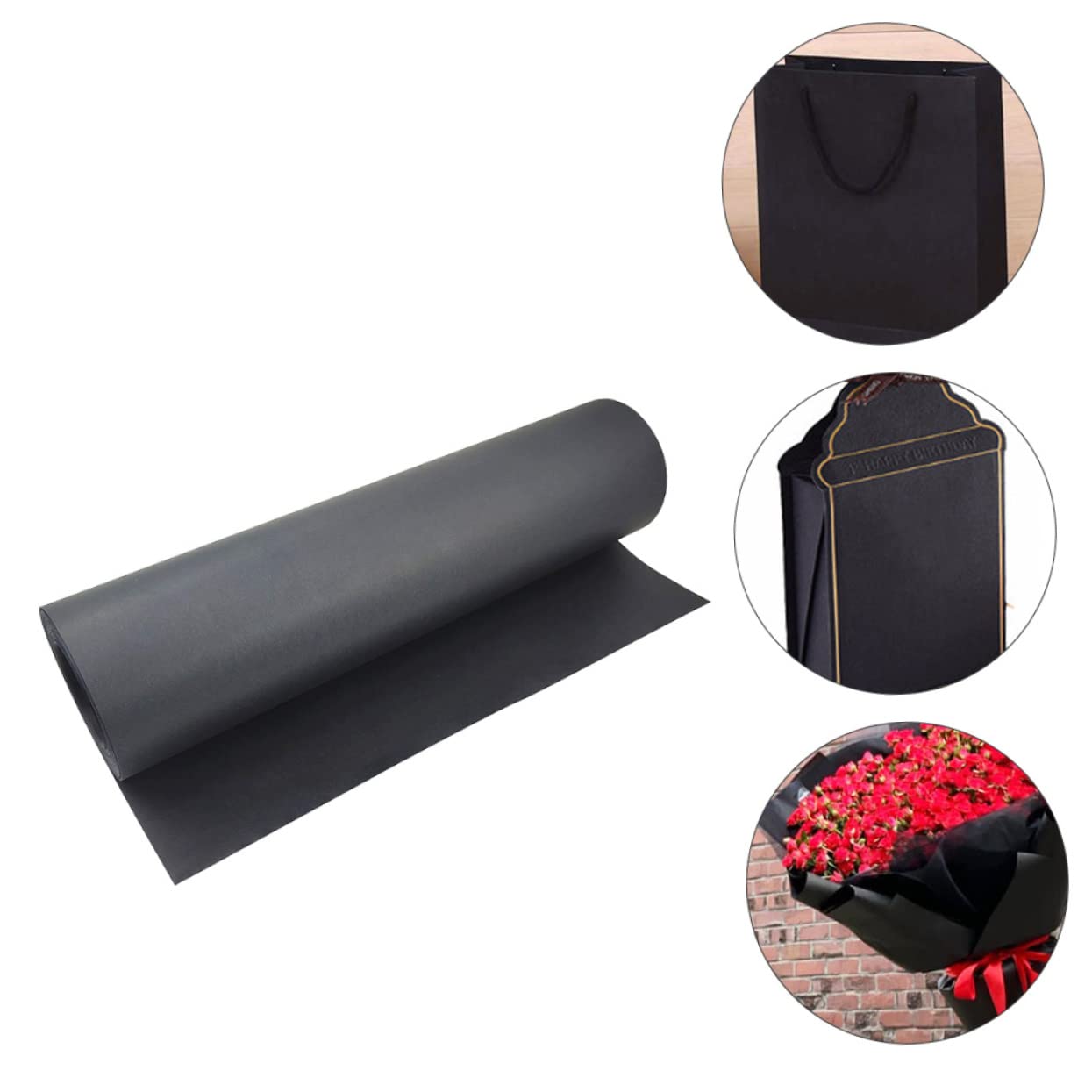 Lurrose Geschenkpapier Rolle Schwarz Kraftpapier Rolle für Geschenkverpackung Dekoratives Geschenkpapier für Bastelblumen