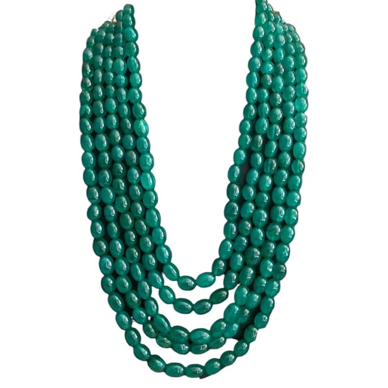 5-Line Green Necklace - Multicolor Beads for Layered Elegance for Women-image-35