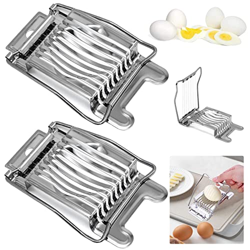 Cortador De Huevos De Acero Inoxidable Corta Huevos Huevos Duros De Acero Inoxidable Cortador De Huevos Cocidos Cortador De Jamón Para Cortar Huevos Fresas Kiwis Plátanos Ensalada(2 Piezas) Cover