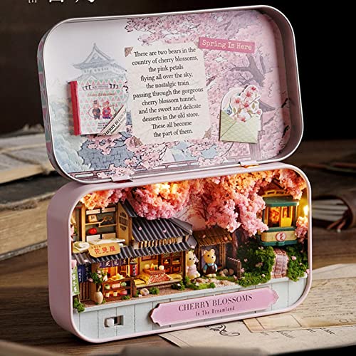 Kit de miniaturas de teatro de caixa | Mini Box Teatro Boneca Brinquedos com Luzes LED,Kit de casa d