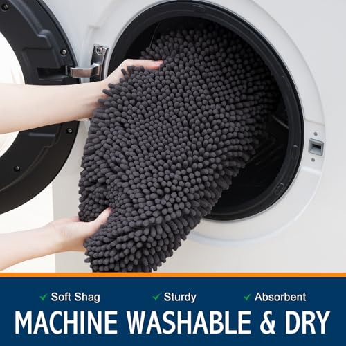 Image of Smiry Soft Chenille Bathroom Toilet Lid Cover, Machine Washable Covers, 17.5x15, Fits Most Round, Elongated and Oblong Lids, Accessories Decor, Charcoal Grey