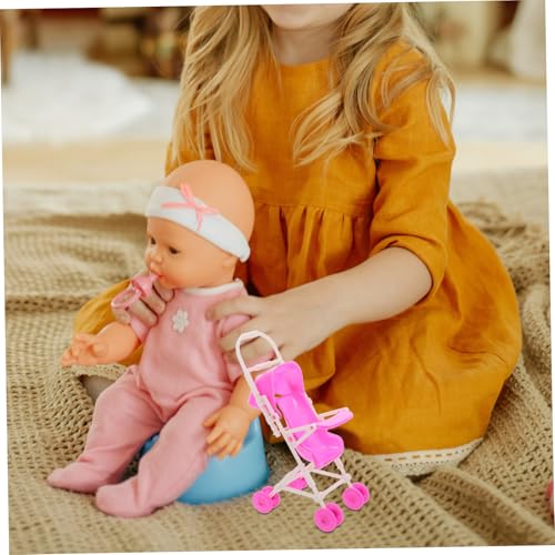 Beaupretty Simulation Puppenwagen für Leichter und Realistischer Puppenbuggy Zubehör für Puppenhäuser Fördert Kreatives Rollenspiel Robustes Langlebiges Design aus Hochwertigem – Bild 5