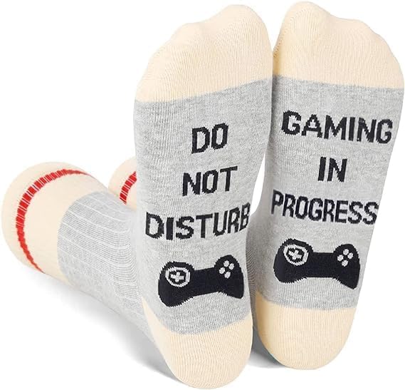 1 Pair Video Game Socks, Funny Dress Socks, Soft Unisex Sock, Baseball Football Socks, Gaming Socks, Do Not Disturb Socks, Humor Joke Gifts, One Size, for Men, Women and Teen Gamers, Gaming Lover