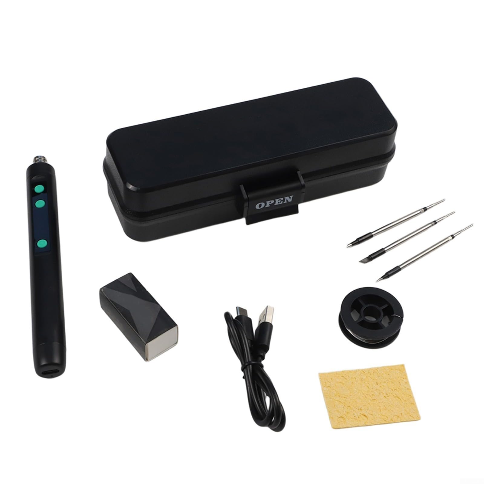 HpLive Juego de soldadura USB sin cable con 1 soldador, 3 puntas de intercambio, estaño de soldadura, pasta de soldadura, pantalla LCD, rango de temperatura ajustable 180 °C - 450 °C, resistente al