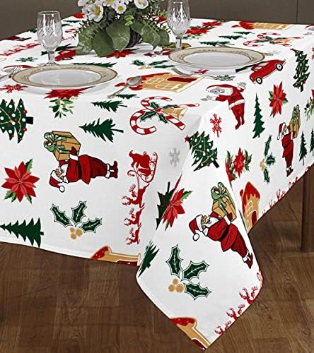Christmas Tablecloth Santa Printed Table Cover 4 Seater,6 Seater, 8 Seater, 10 Seater by Bee Tex (4 Seater - 54"x78") (B0BG4FFC2G) Amazon Price History, Amazon Price Tracker
