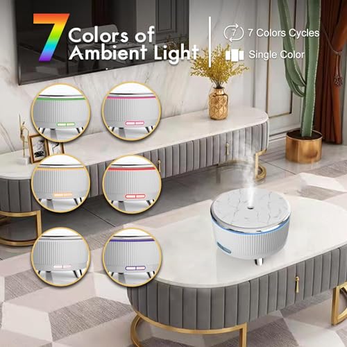 Diffusers-for-Essential-Oils-Large-Room-Humidifier-500ml-Aromatherapy-Diffuser-with-6-Essential-Oils-Remote-Control7-Colors-Lights-3-Mist-Mode-Waterless-Auto-Off-for-Women-Office-Home-White-Sliver