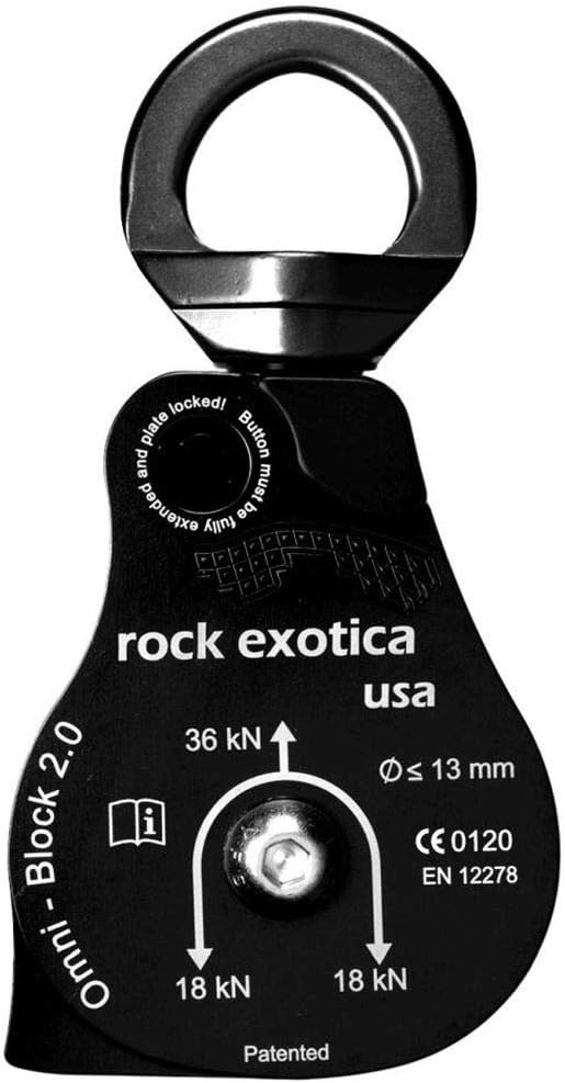 Rock Exotica Omni-Block Swivel Pulley – High-Strength Swivel Pulley with Sideplate Access for Rigging – Made in The USA