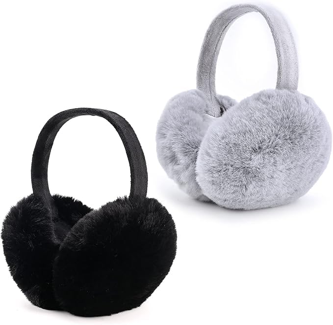 2 Pcs Winter Earmuffs, Foldable and Adjustable Windproof Soft Plush Ear Muffs, Outdoor Winter Accessory Unisex Fluffy Ear Protector Folding Warm Ear Covers for Women, Men, Girls, Boys-image-34