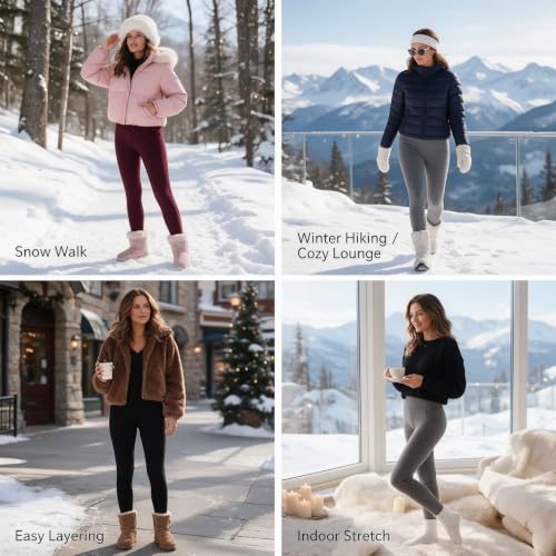 Fleece Lined Leggings Women Tummy Control Thermal Warm Tights with Pockets - image 3