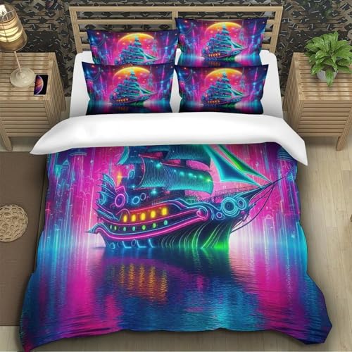 Housse de couette voilier imprimée 3D navigation microfibre 135x200