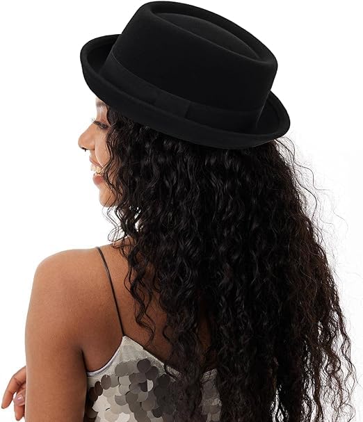 Image of Porkpie-Hat Boater-Fedora-for Men /Women - Classic Short Brim Church Derby Fedora-Hat(Szie:S-M)