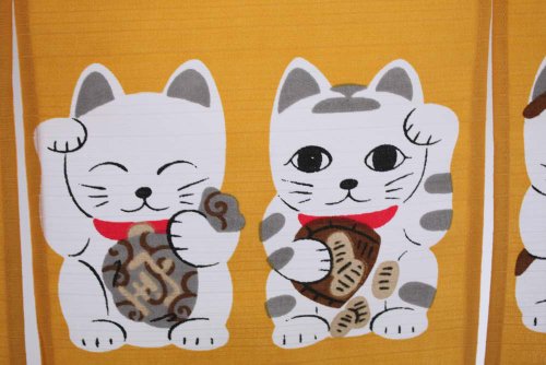 Made In Japan Shichifuku Manekineko Brown Color Noren Curtain Tapestry #TOP5