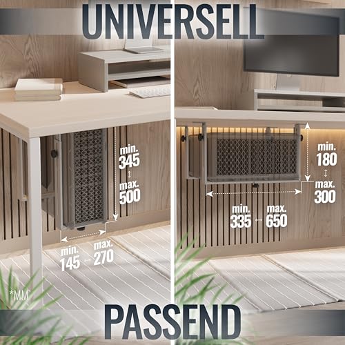 RICOO PC Halterung unter Schreibtisch Verstellbar Computer Rechner Aufhängung für Untertisch TRH02-S Tischhalterung Computerhalterung bis 35Kg Unterbau Halter Regal Server Rack Big Tower Gehäuse