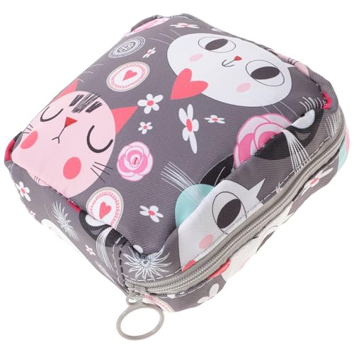 KICHOUSE Bolsa Pequeña para Compresas Higiénicas Cremallera, Bolso Menstrual Portátil de Dibujos Animados para Mujer, Multiusos para Viaje y Almacenamiento de Toallas Sanitarias
