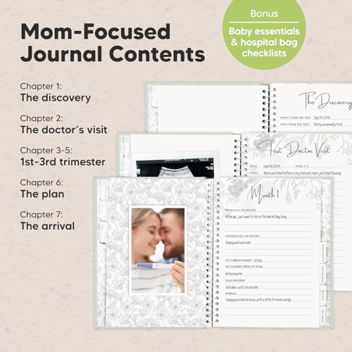 Pregnancy Journal, Pregnancy Announcements - 80 Pages Hard Cover Pregnancy Book For Mom To Be Gift - Pregnancy Gifts For New Moms - First Time Expecting Mom Gift - Baby Album And Memory Book (Sage)