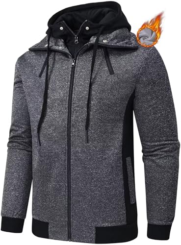 QPNGRP Mens Zipper Fleece Hoodie Sweatshirt Jacket