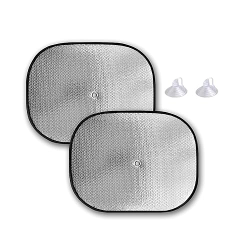 Parasol para ventanilla, Protector Solar para Ventana Coche, Parasol para automóvil, Universal, Medidas 38.5 x 44 cm, Incluye ventosas, 2 unidades