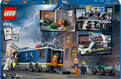 City Camion Laboratorio Mobile della Polizia, Giocattolo per Bambini e Bambine da 7 Anni in su con Veicolo Quad Bike da Costruire e Minifigure di 2 Agenti, 1 Scienziato e 2 Criminali 60418 - Lego - Immagine 11