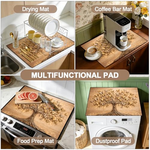Image of Stove Burner Covers Non-Slip Electric Cooktop Protector Mat (Tree)