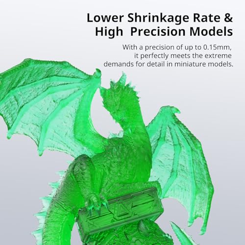 Image of ANYCUBIC Water Washable 3D Printer Resin 2.0, 405nm High Precision 3D Resin, Low Shrinkage Photopolymer Resin for 4K /8K /12K Capable LCD DLP Resin 3D Printer (Clear Green, 1000g)