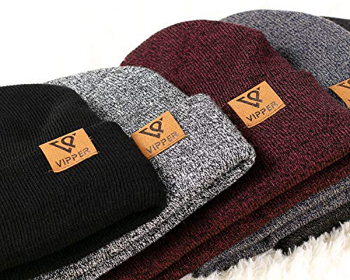 Vipper Lined Men Beanie Knit Skull Cap Warm Soft Stocking Hat Guys Women Winter Cuff Cuffed Acrylic Beanie Hats Black #TOP2