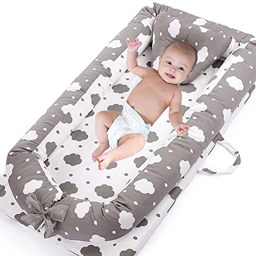 Image of Baby Lounger Cover Baby Nest Cover 100% Cotton Breathable Sleeping Bed Cover for Newborn Nest Co Sleeping Bed Machine Washable (Cloud)