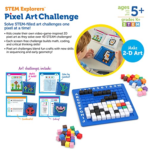 Learning Resources STEM Explorers Pixel Art Challenge - Math Puzzles, Pattern Blocks, Sensory Bin, Arts and Crafts, Math Manipulatives, Building Toys, Montessori - Image 7