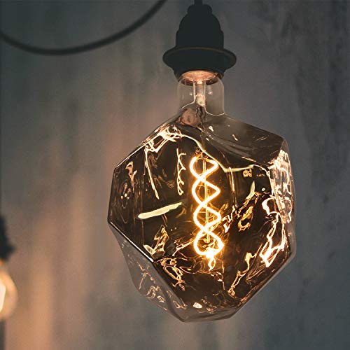 GBLY Bombilla LED grande, E27 Bombilla irregular 4W en forma inusual, Gris humo, Bombilla decorativa, 2200K Blanco cálido, se puede utilizar como luz colgante, 14 * 14 * 18cm