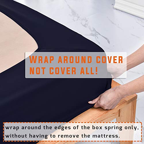Twin Six Premium Box Spring Cover Update Bed Skirt Wrap Around Cover, Mattress Cover (Navy Blue, Full/Full Xl) #TOP1