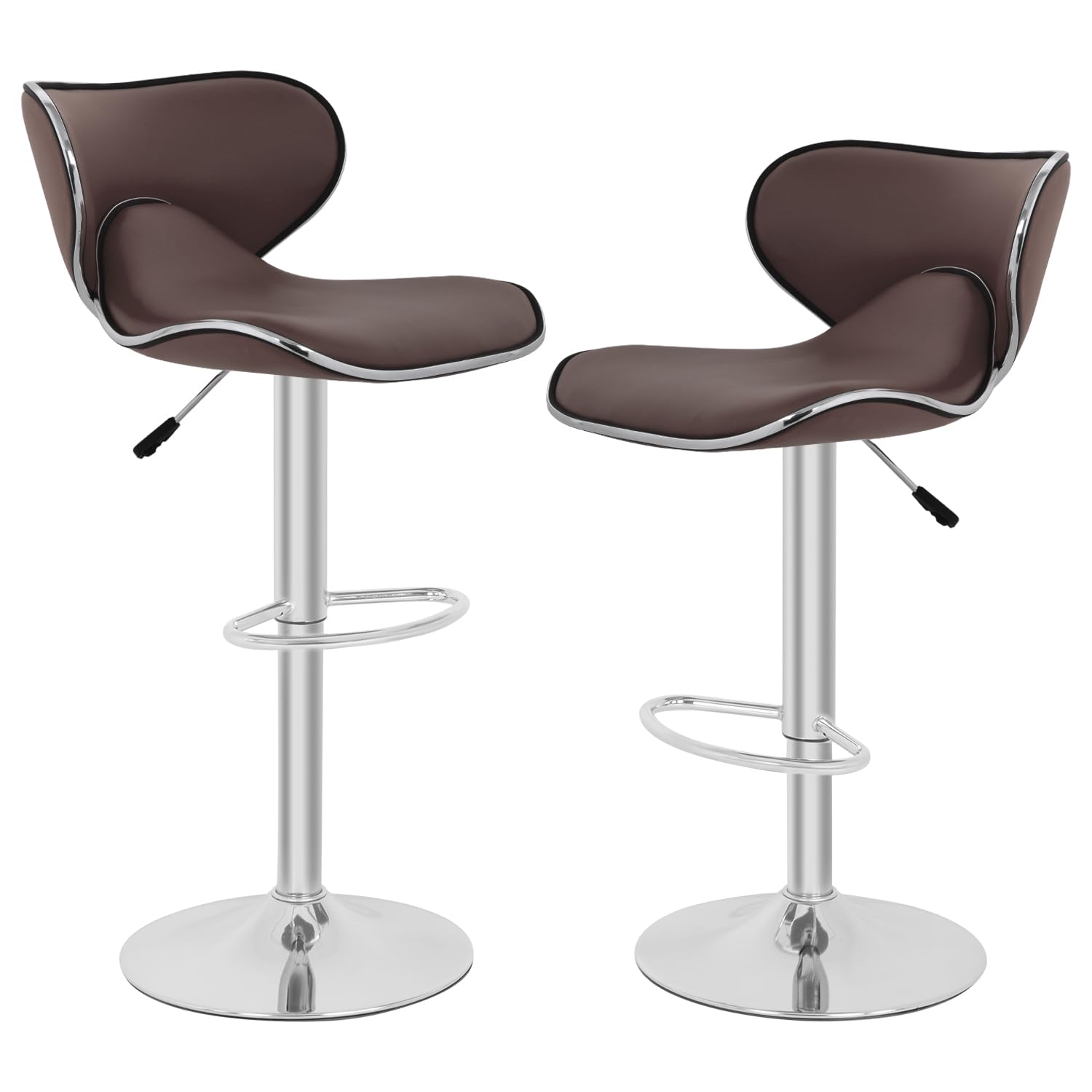 PayLessHere Bar Stools Counter Stools with Height Adjustable Swivel Counter Chairs Back PU Leather Set of 2 Dining Chairs