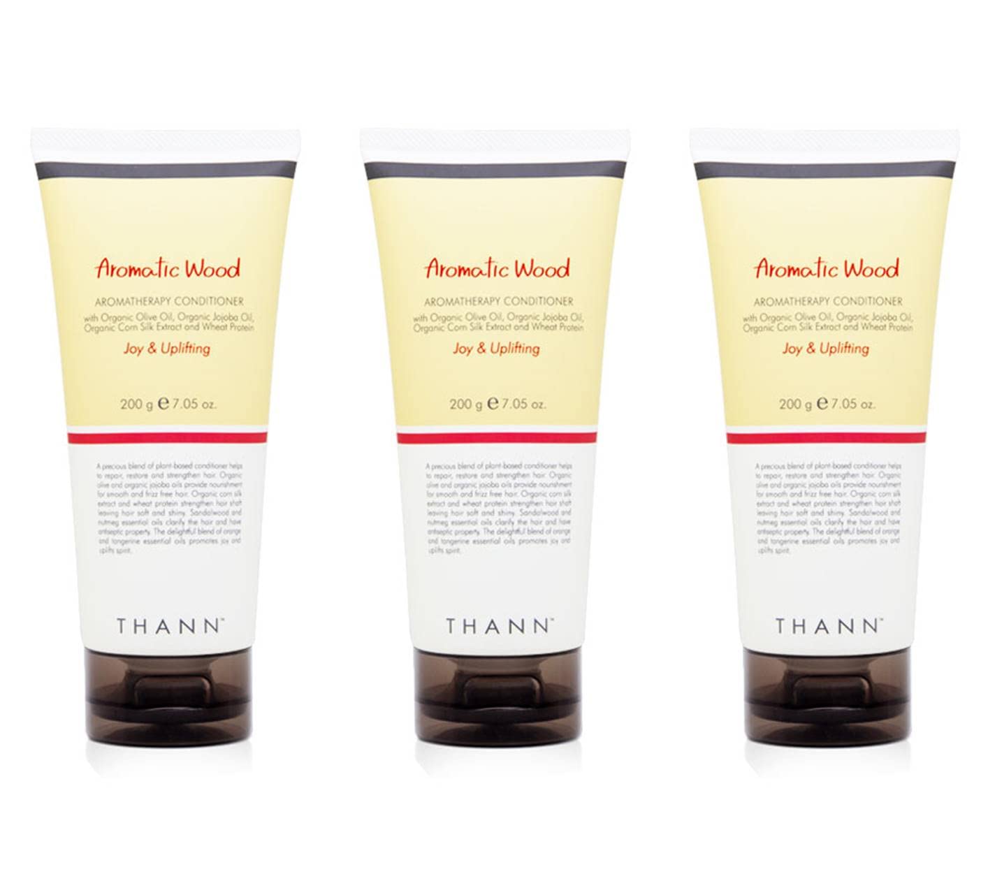 THANN Acondicionador de aromaterapia de madera aromática con aceite de oliva orgánico, aceite de jojoba orgánico, extracto de seda de maíz orgánico