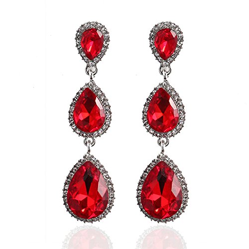 MX Brillante pendientes largos pendientes mujer gota pendientes Geometría pendientes de diamantes pendientes,rojo,Un tamaño XM