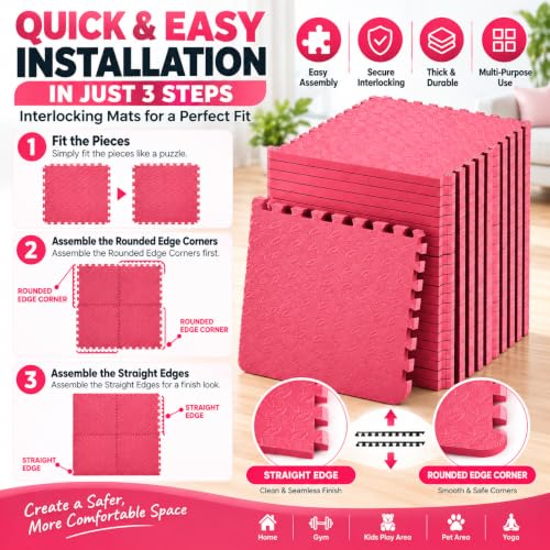 Image of 1 Inch /25mm Gym Floor mat Rubber for Heavy Workout Puzzle Floor mat for Home Exercise, Gym Equipment mat Interlocking Eva Foam Flooring Rubber Tiles Yoga, Kids Gym Mats for Floor