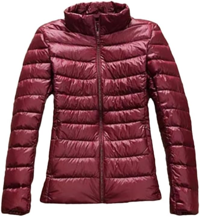 keusyoi Women Down Parka Ultra-Light Thin Down Puffer Jacket Winter Slim Short Hooded Warm Down Coat Women's Outerwear