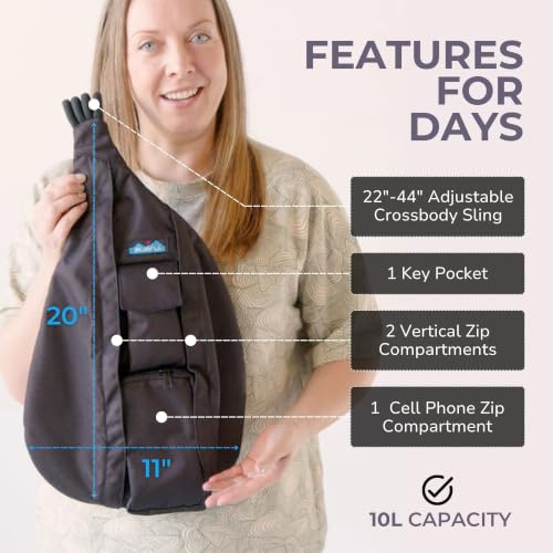 Image of KAVU Rope Sling, Water-Resistant Crossbody Bag | 600D Recycled Polyester, Water Resistant, 0.8 lbs | 22-44-In Strap, 2 Zip Compartments & Phone Pocket | Hiking & Travel